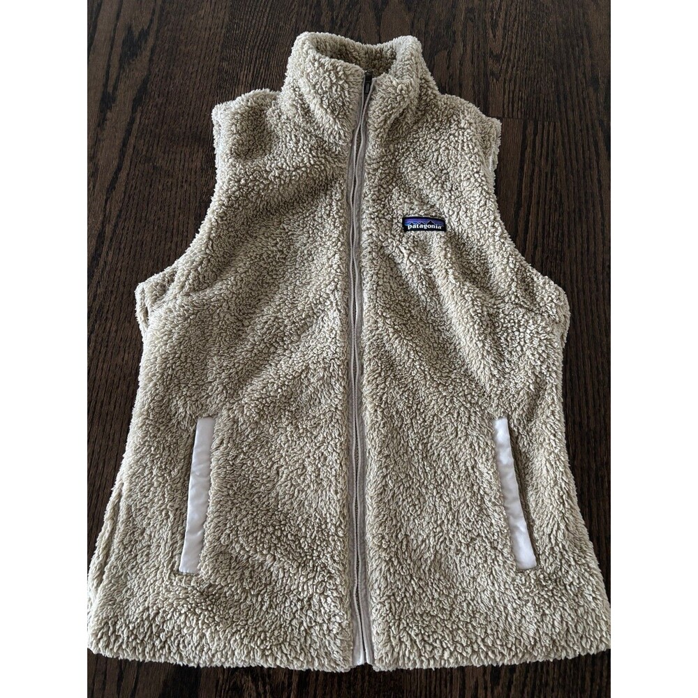 PATAGONIA LOS GATOS CREAM IVORY FULL ZIP FUZZY FLEECE VEST WOMEN’S Medium M